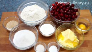 Ингредиенты Пирог с вишней из песочного теста со сметаной