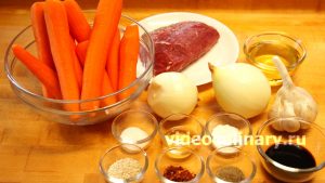 Ингредиенты Морковь с мясом по-корейски